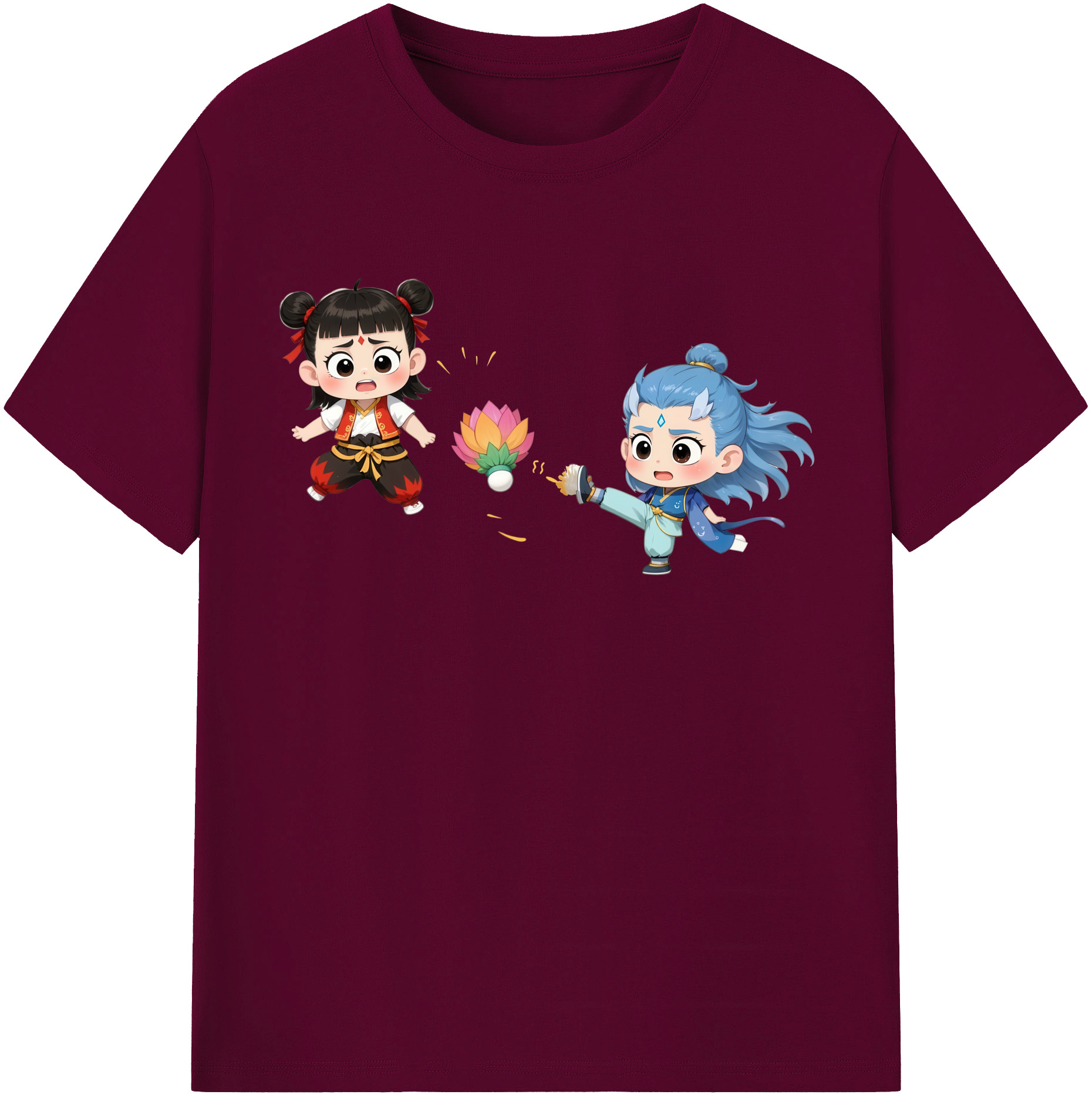 （画像用） Ne Zha 2 ナタ 魔童の大暴れ レディースカジュアルプリントTシャツ（綿100％）